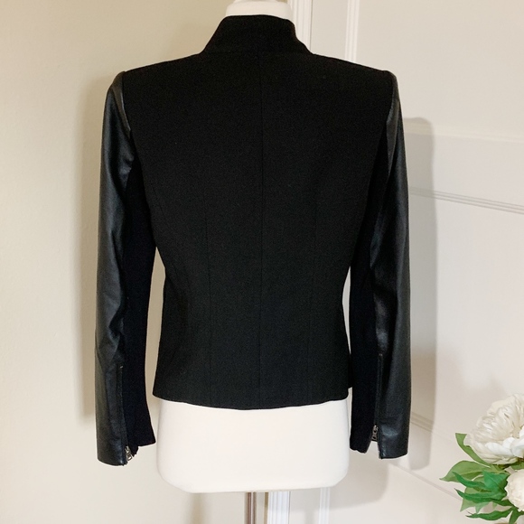 BCBG MaxAzria Abree Leather Trim Blazer Black - Picture 5 of 8